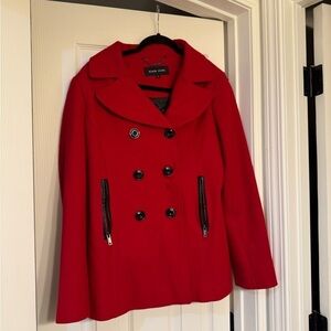 Black Rivet Red Peacoat Size S